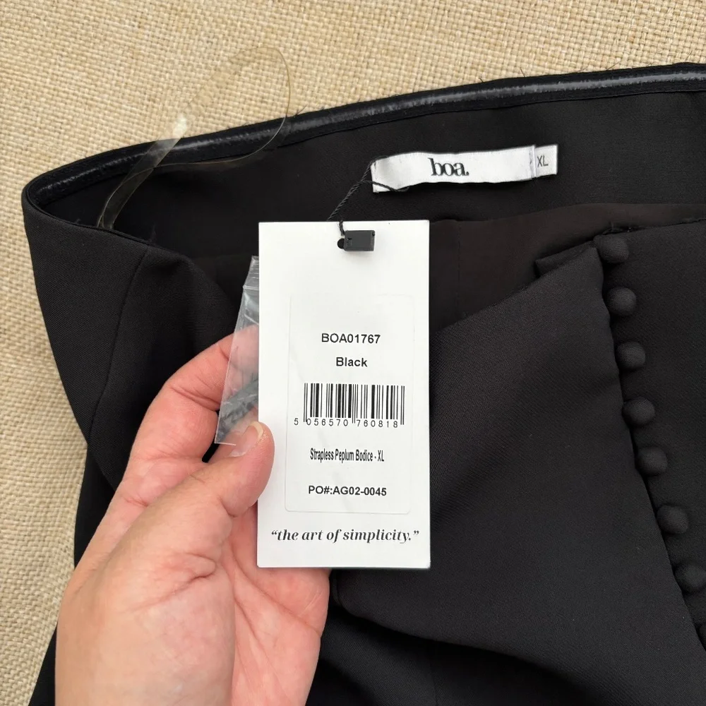 NWT Because of Alice BOA Strapless Peplum Bodice + Effortless Wide Leg Trouser - Picture 3 of 14